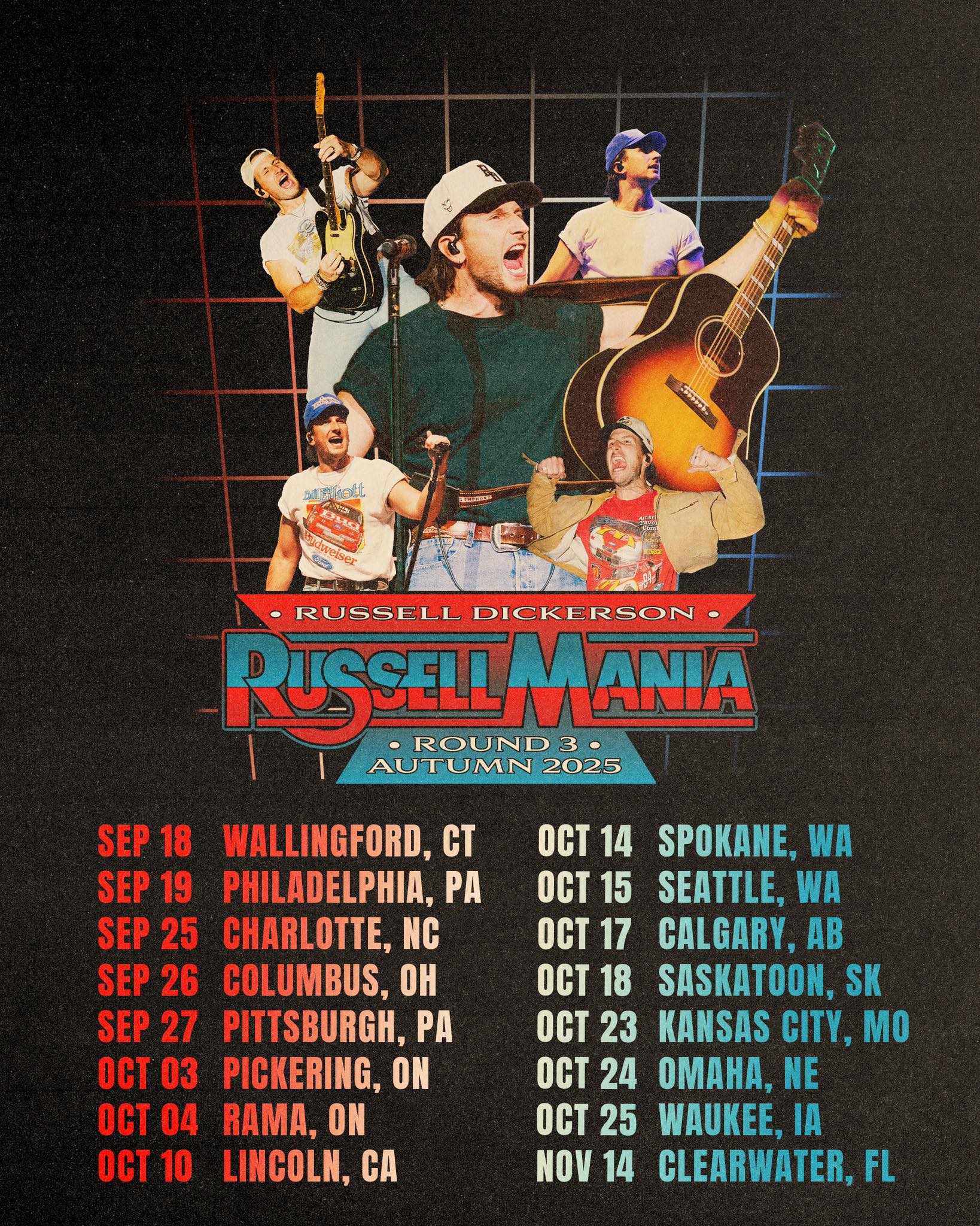 Russell Dickerson Russellmania Tour Poster 2025-2026